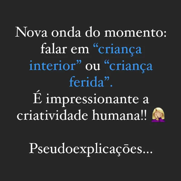 Resolvi deixar aqui no feed os stories sobre a #criançaferida ou...