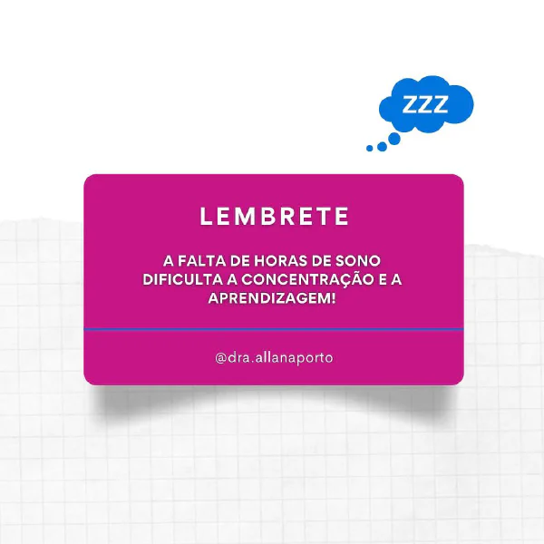 Lembrete do dia!  #sono #memória #aprendizagem #concentração #psicologia...